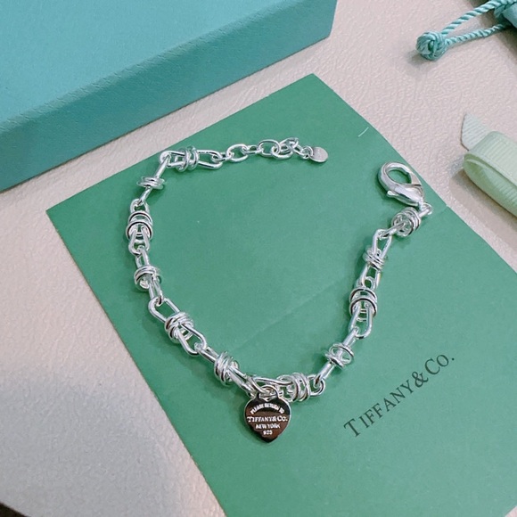 Tiffany & Co. Silver Link Bracelet with Heart Charm